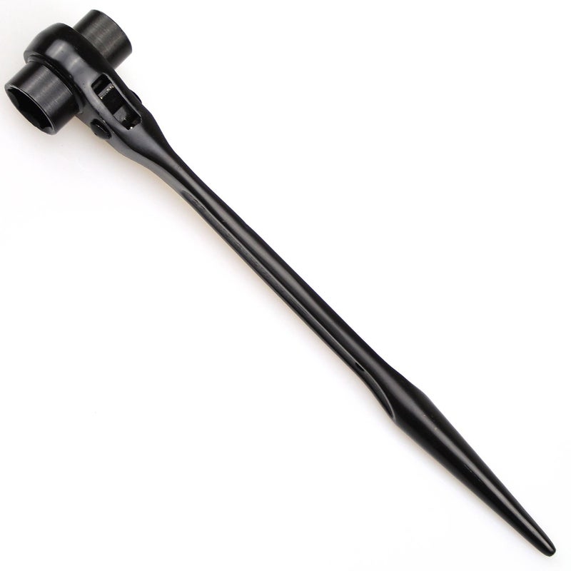 DYWISHKEY 19/22mm Scaffold Podger Ratchet Spanner Site Ratcheting Socket Wrench (Black) - Image 1